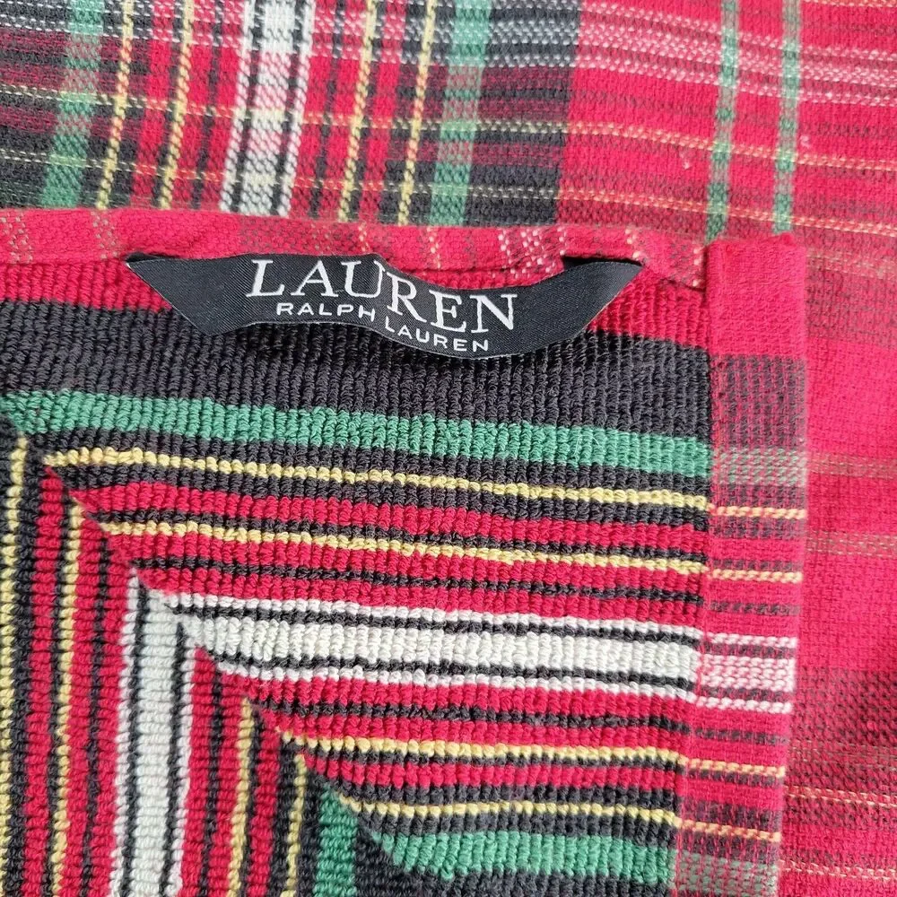 Vtg Ralph Lauren Hand Towels Lot Red Green Plaid Stripe Cotton Tartan Kitchen